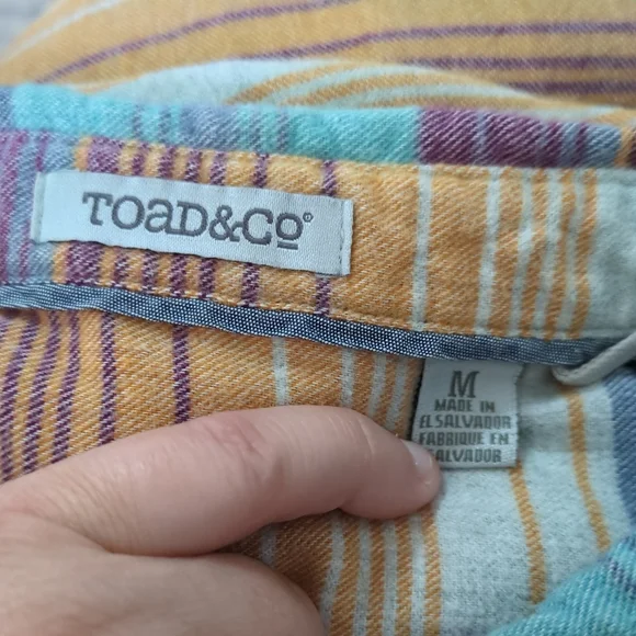 Toad & Co. Lightfoot Long Sleeve Shirt Lightweight Flannel Multi Colour Size M - Picture 5 of 6